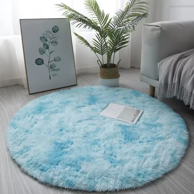Tapis rond en peluche Super doux, blanc moelleux, pour Salon, décoration de maison, chambre d'enfant