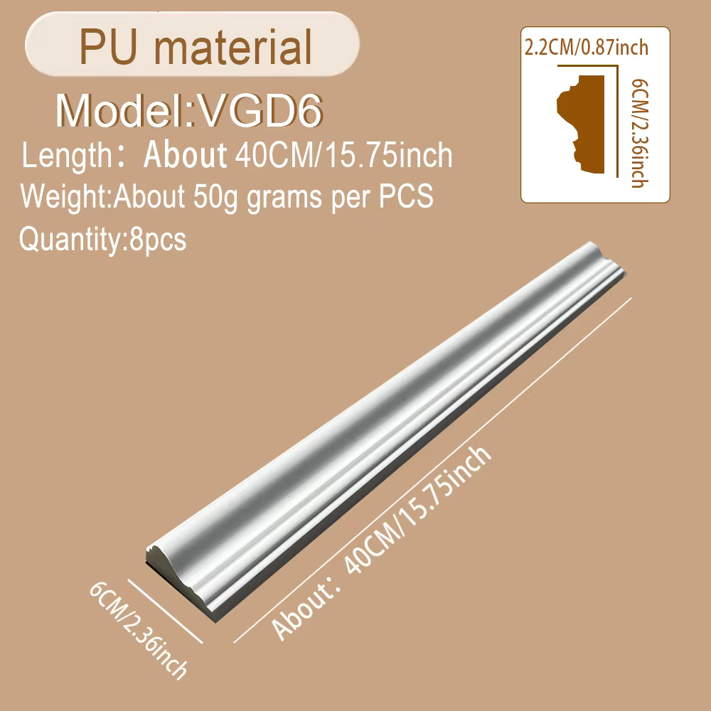 8 pièces de moulures décoratives en PU imitation plâtre pour murs et plafonds, bordures pour salon, 