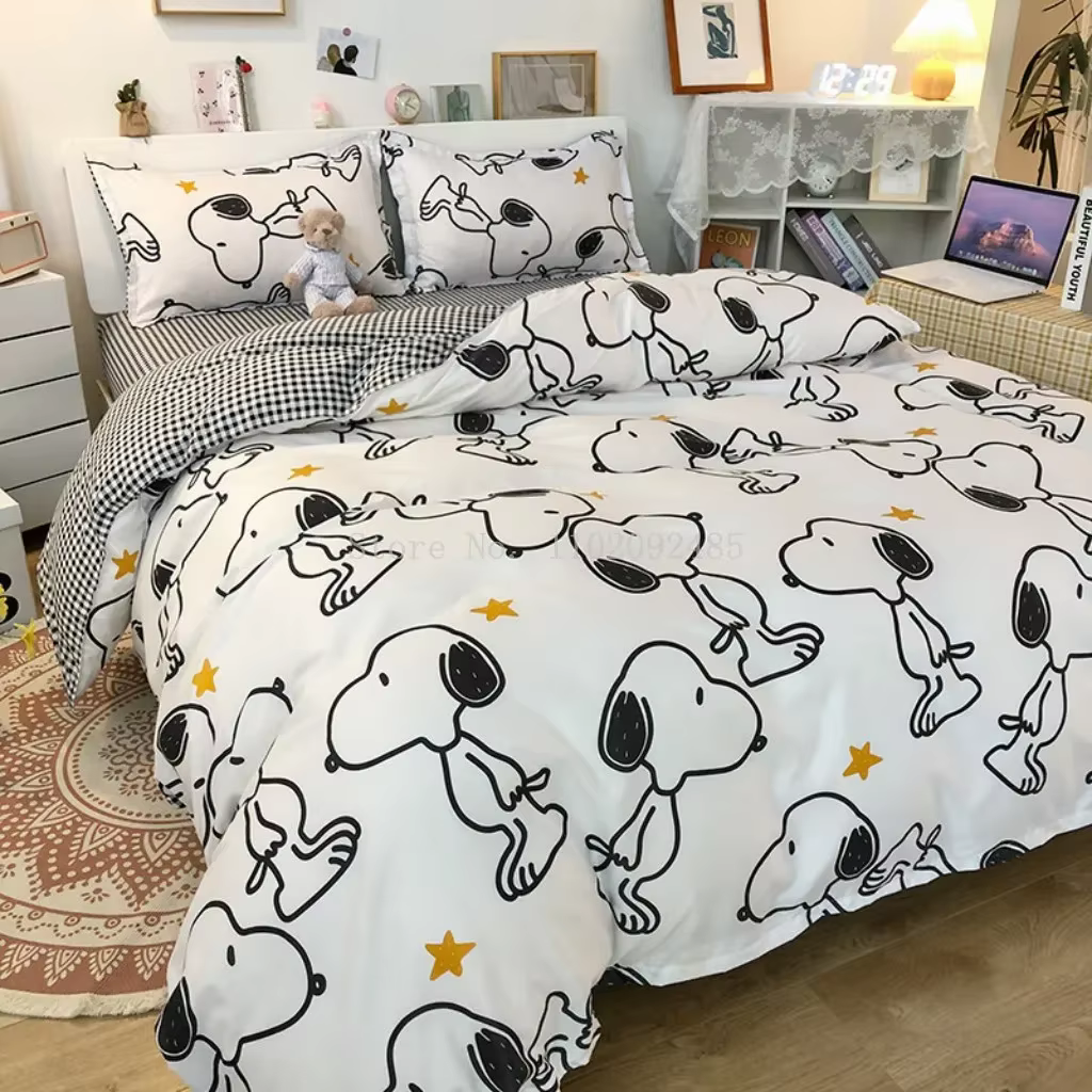 Ensemble de literie pour chien Snoopy Kawaii Kayou, housse de couette, couvre-lit doux pour salon, e