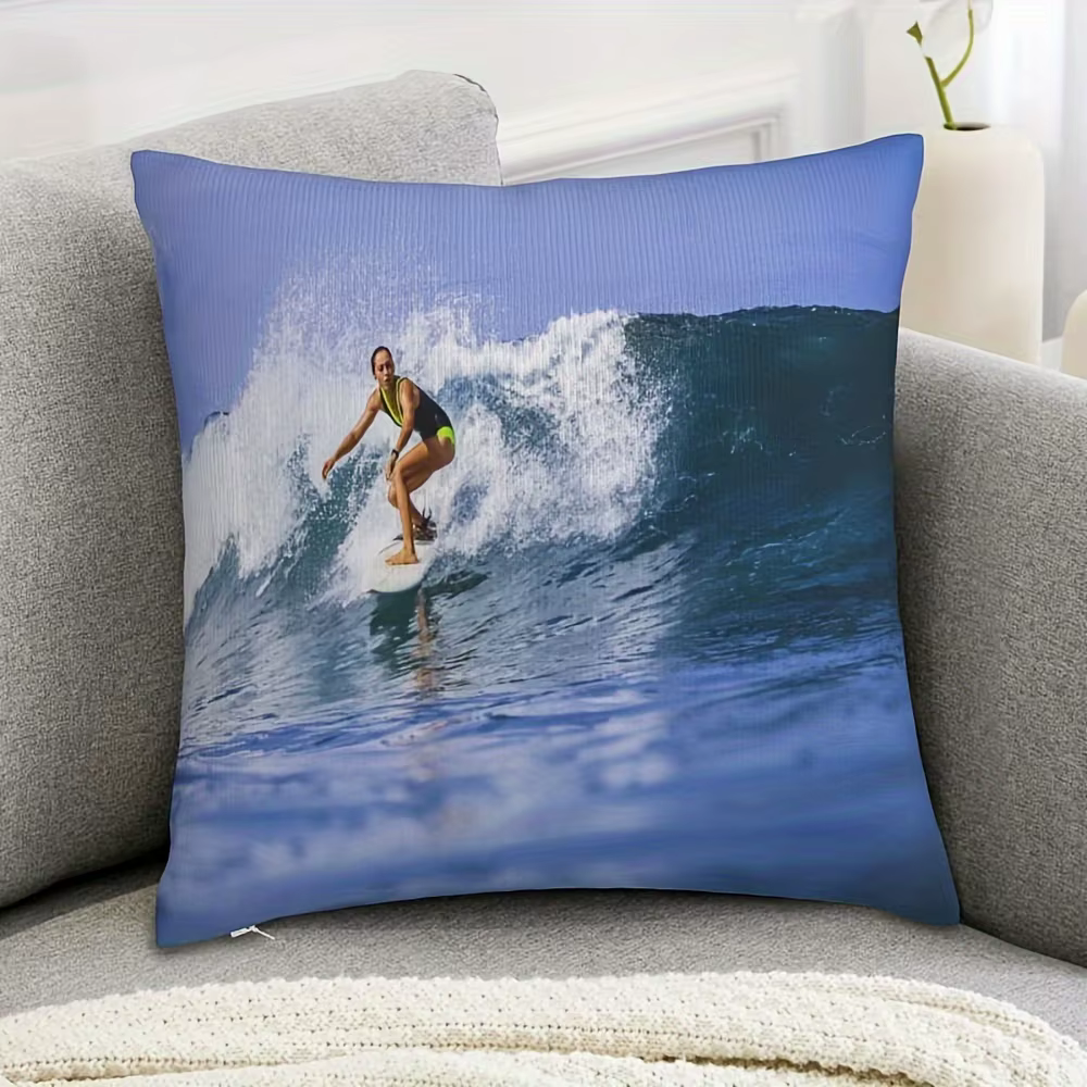 1 Coussin personnalisé avec photo de surf, texte personnalisé, photo, logo, coussin en peluche douce