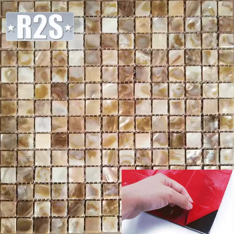 Papier peint dosseret de cuisine en nacre naturelle, mosaïque de coquillages, carrelage de salle de 