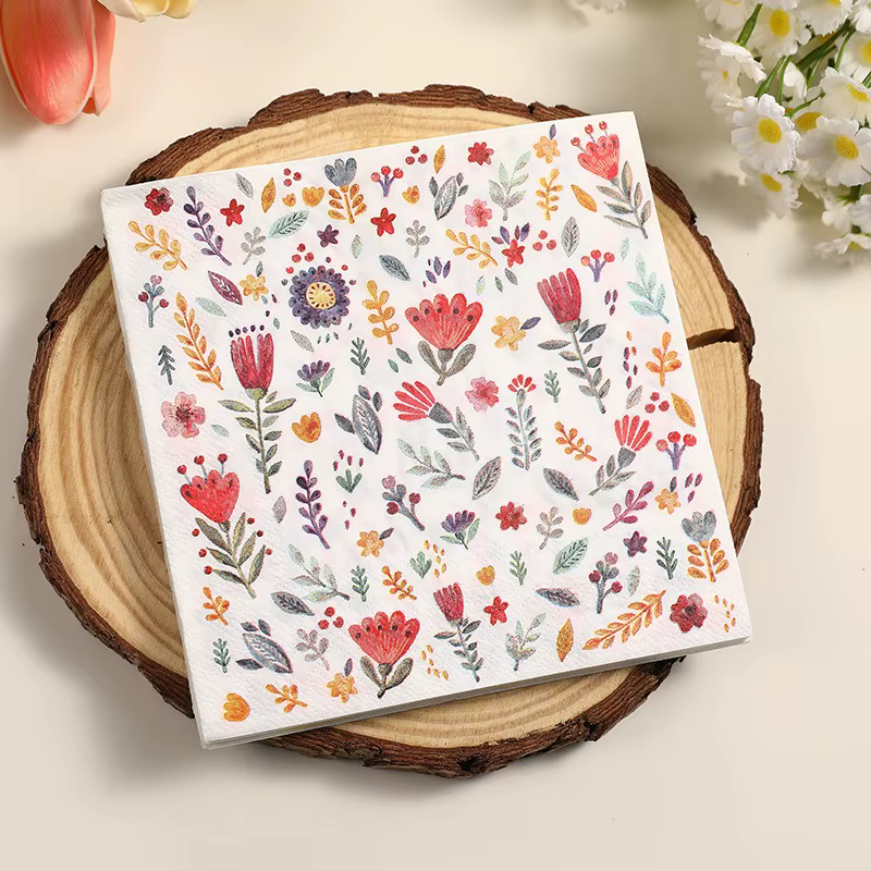 Serviettes en papier à fleurs, 20 pièces/paquet, décoration pour Cocktail, mariage, fête d'anniversa
