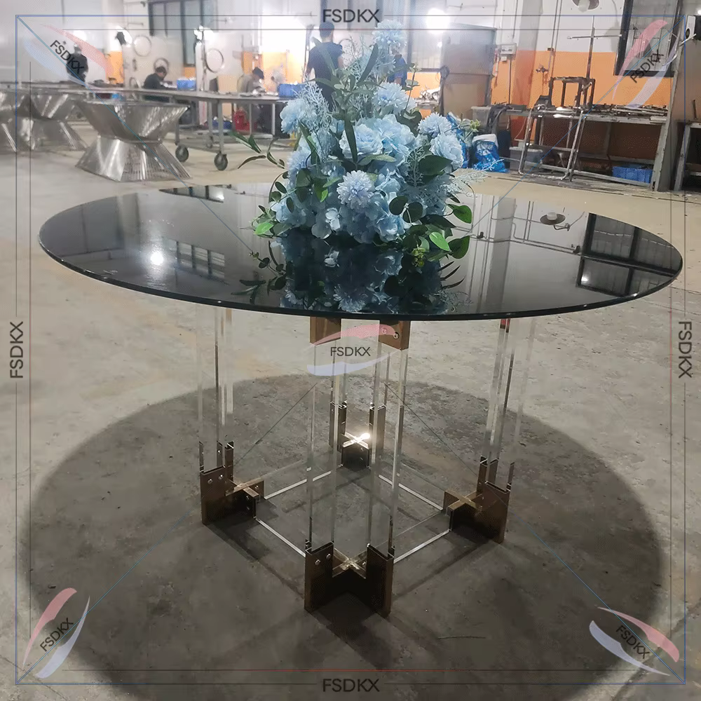 Pied de tabouret en acrylique transparent exquis avec dessus en verre, décoration de Fruniture, tabl