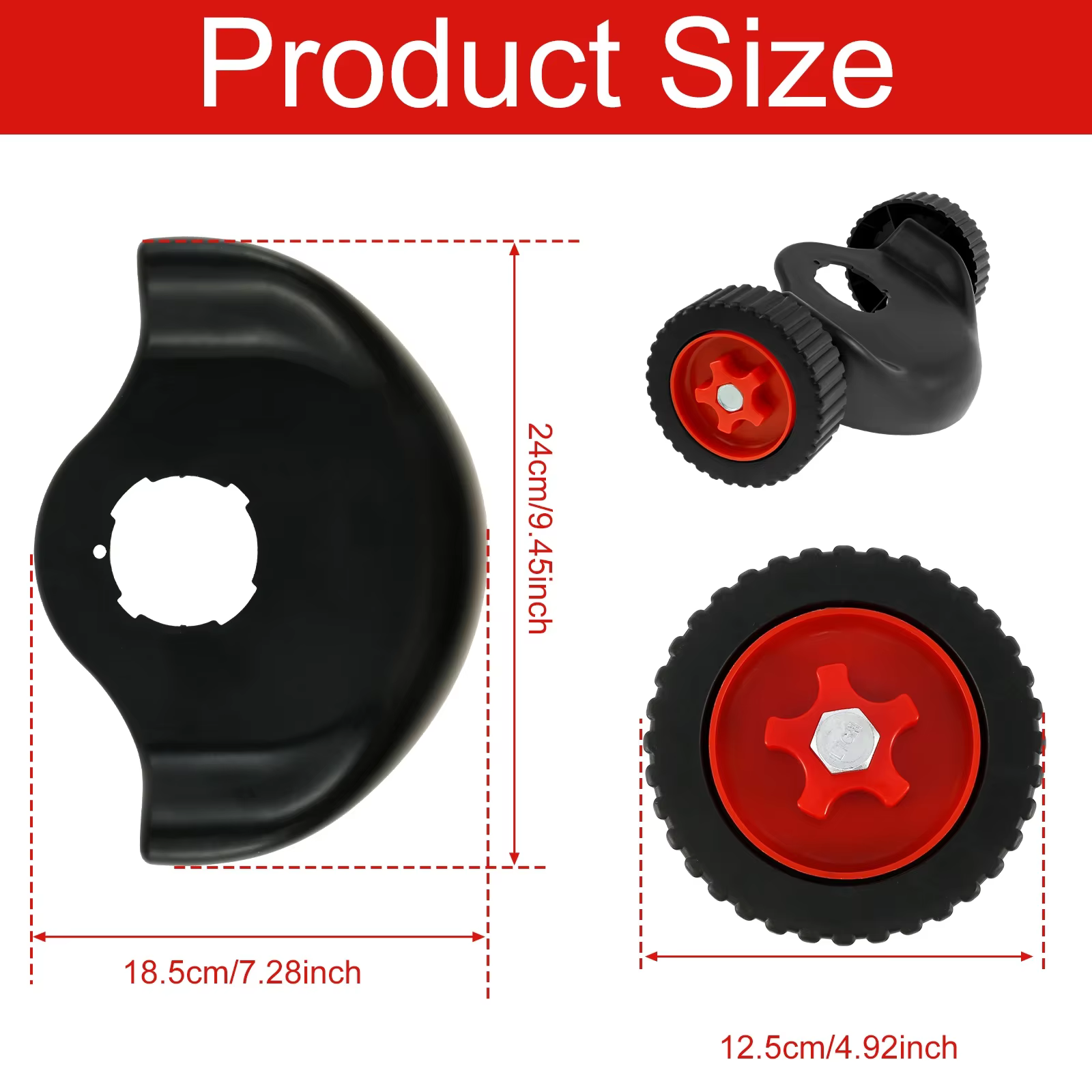 Roue de Support de tondeuse à gazon, roues auxiliaires réglables 26mm-28mm, fixation de brosse de to