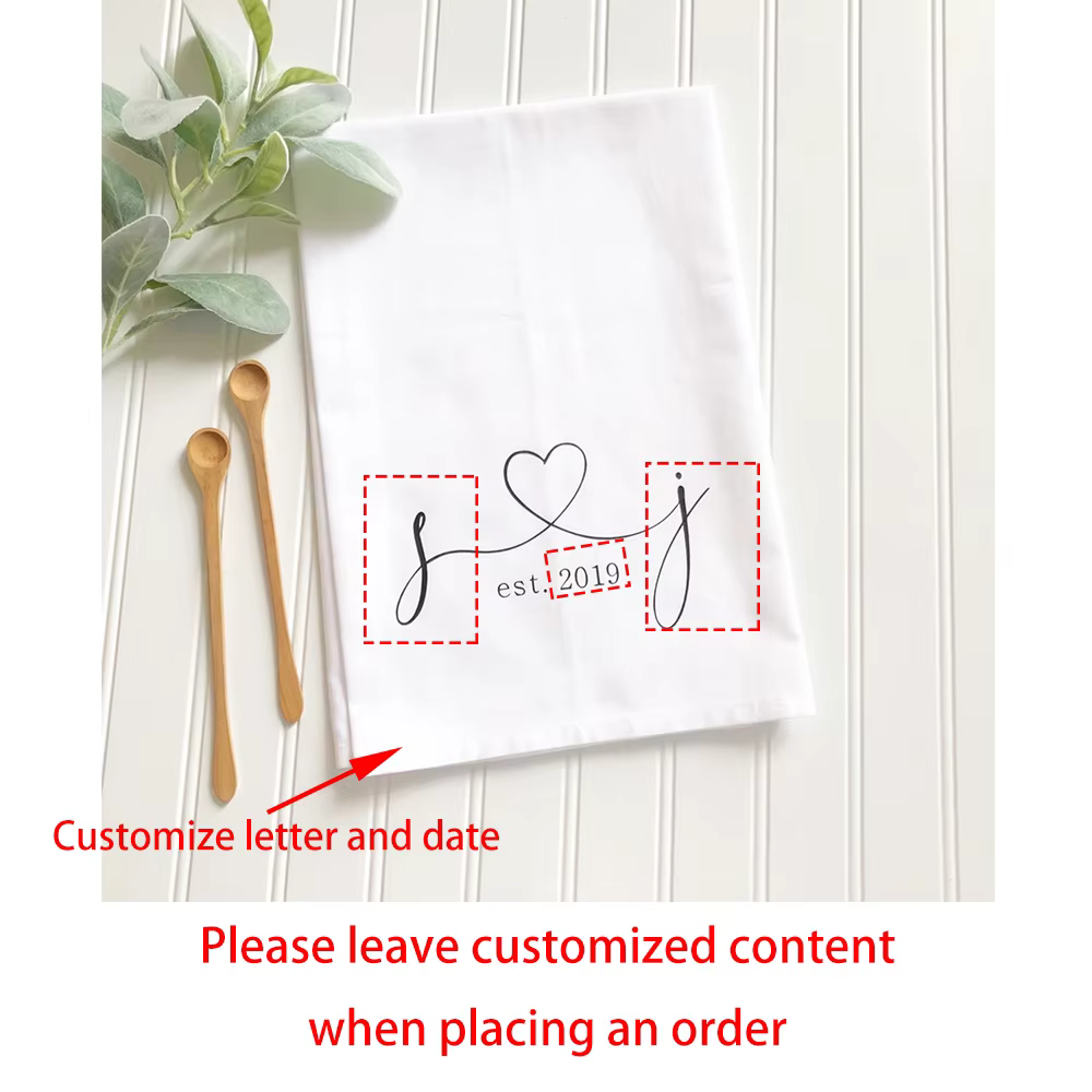Serviette de thé personnalisée avec nom de Couple, cadeau de fiançailles, Mr Mrs We Are Engaged, cad