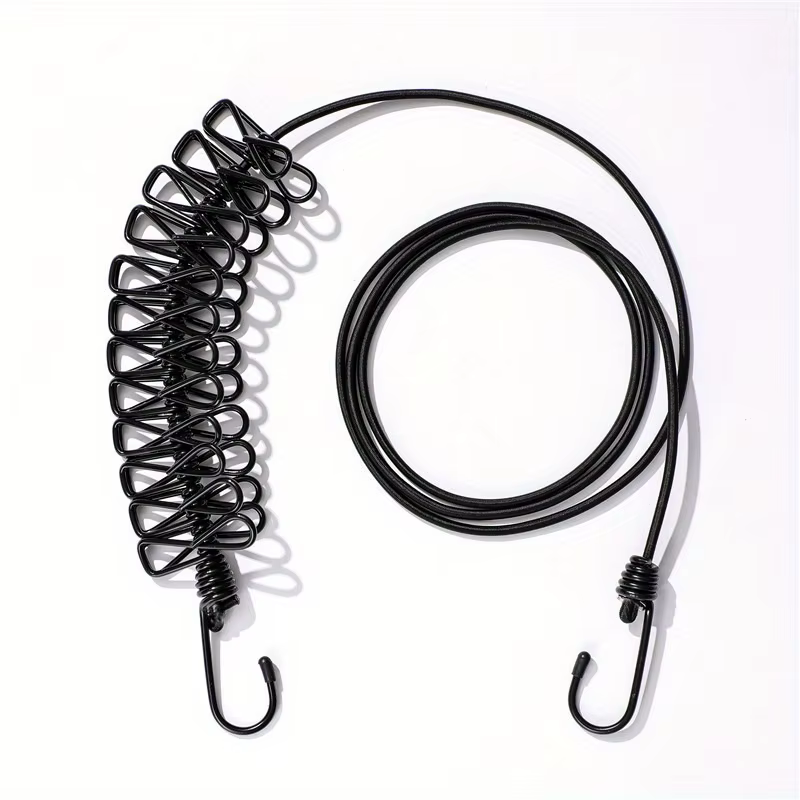 Corde à linge portable avec 12 pinces à linge, corde à linge de voyage extensible et rétractable pou