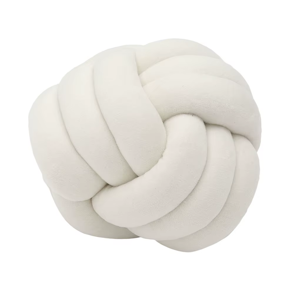 Oreiller boule nouée Ultra doux, décoratif, tissé à la main, rond, en peluche d'agneau, pour enfants