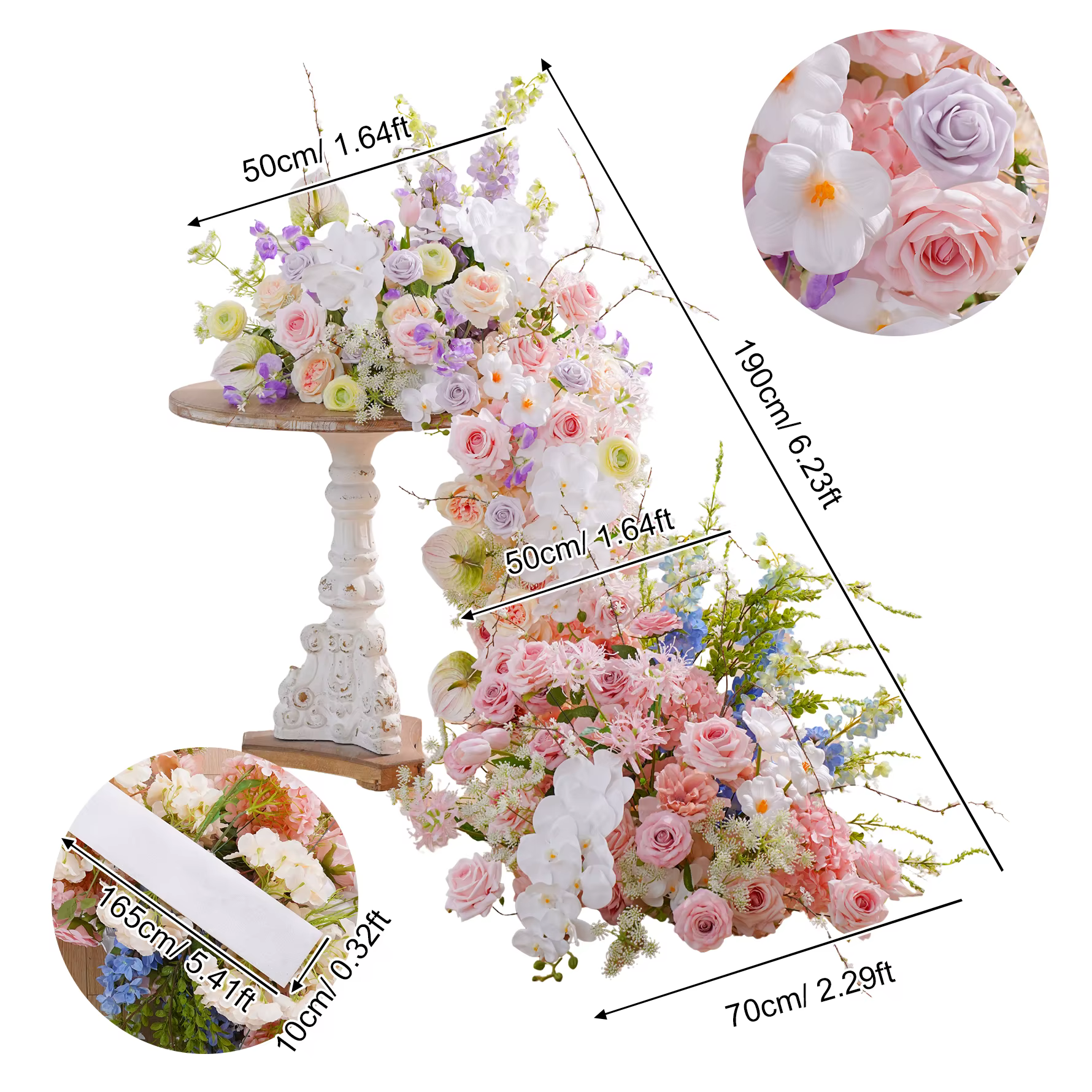Angela Flower A9036 luxe Rose orchidée Arrangement Floral réception de mariage canapé Table coureurs