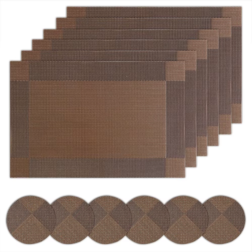 Ensemble de 6 sets de table élégants avec sous-verres, sets de table en vinyle lavables pour table à