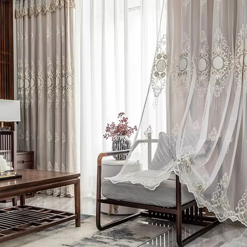 Rideau occultant de luxe sur mesure, pour salon, chambre à coucher, gaze moderne, broderie européenn