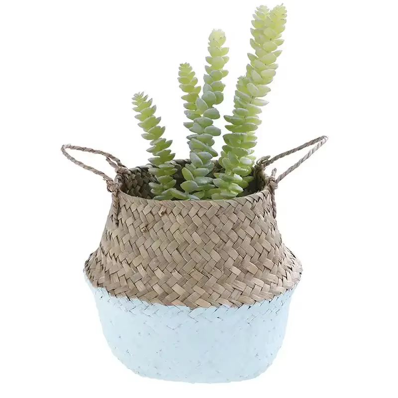 Pot de fleur pliant, paniers de fleurs en jonc de mer, panier de paille en rotin, panier de rangemen