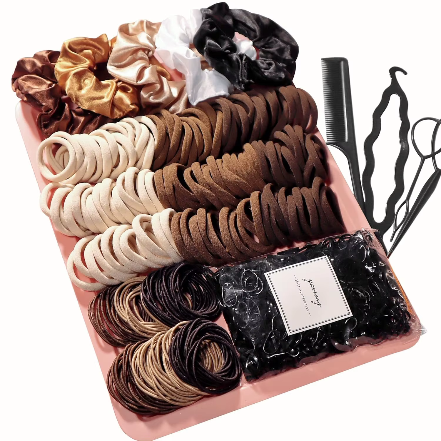 Ensemble d'accessoires pour cheveux pour femmes, sans couture, à la mode, porte-queue de cheval marr