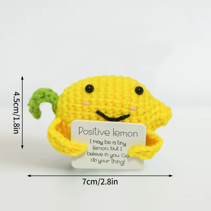 Ornement au crochet, animaux positifs au crochet, accessoire de bureau, figurine au crochet, cadeau 