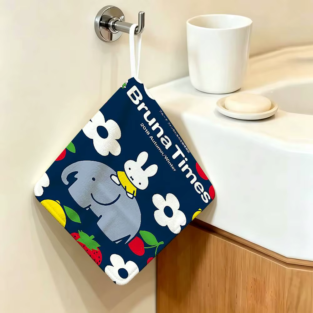Serviette de cuisine suspendue en forme de lapin M-Miffy, en coton polyester, anti-décoloration, pou