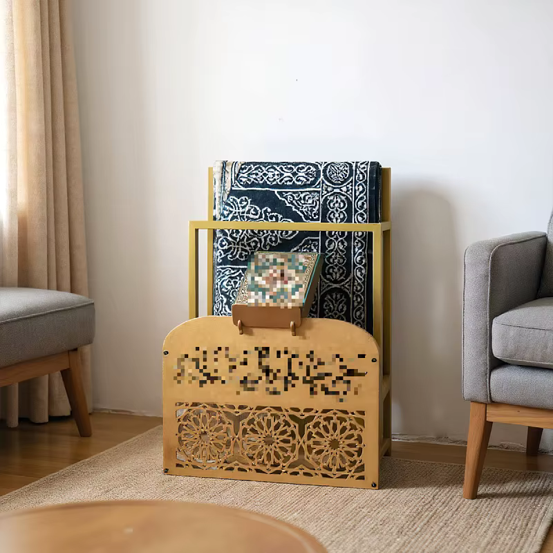 Nouveau support de livre de prière en bois du Moyen-Orient - Étagère de rangement pour tapis de priè