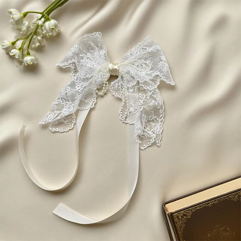 Embrasses de rideau en dentelle à fleurs blanches romantiques françaises, 1 paire/2 paires, avec per