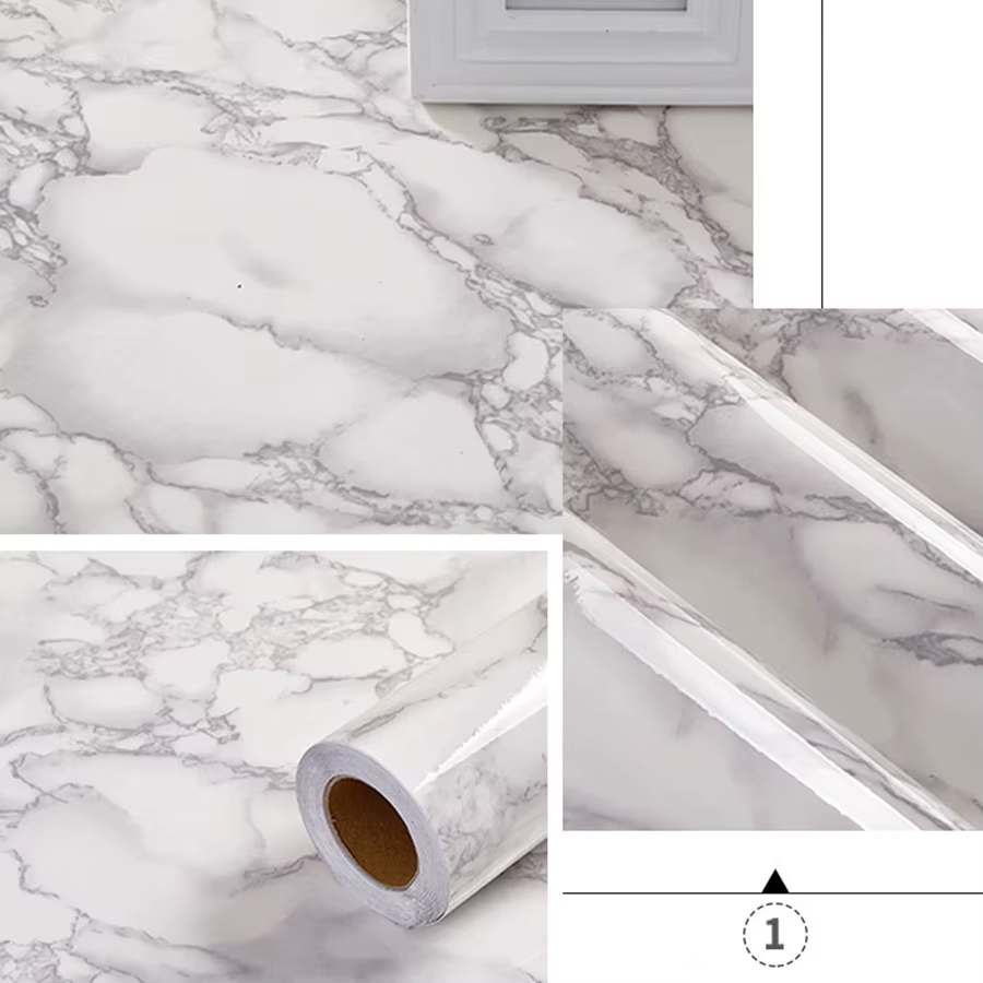 Autocollant en marbre pour cuisine, Film résistant à l'huile pour poêle, papier peint auto-adhésif é