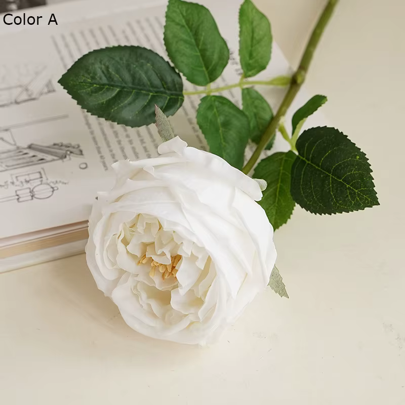 Grandes fleurs artificielles de luxe, toucher réel, og trash, rose, décoration florale blanche pour 