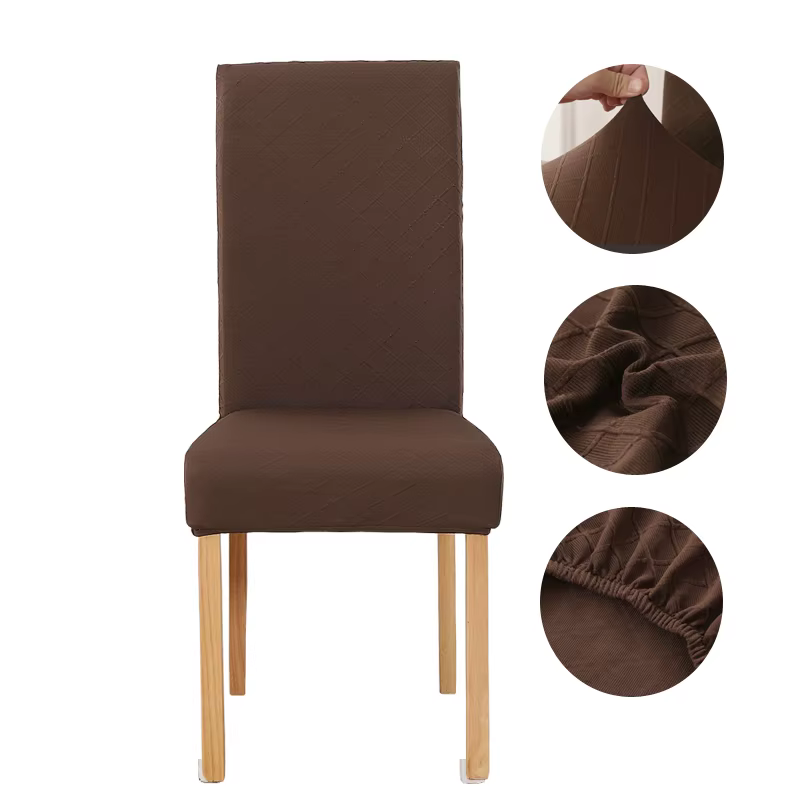 Housses de Chaise Jacquard, Extensibles, de Couleur Unie, pour Salle à Manger, Bureau, Banquet, Mari