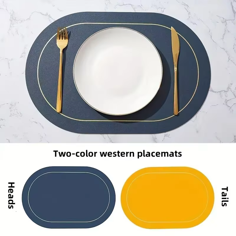 Napperons de Table en cuir, résistants à la chaleur, lavables, essuyables, pour Table à manger, déco