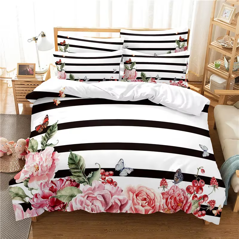 Ensemble de literie à fleurs, housse de couette, literie 3d, impression numérique, linge de lit, Que