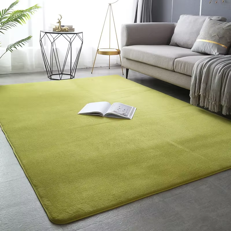 Tapis gris en velours de corail, antidérapant, pour salon, chevet, grand tapis de sol doux, tapis de