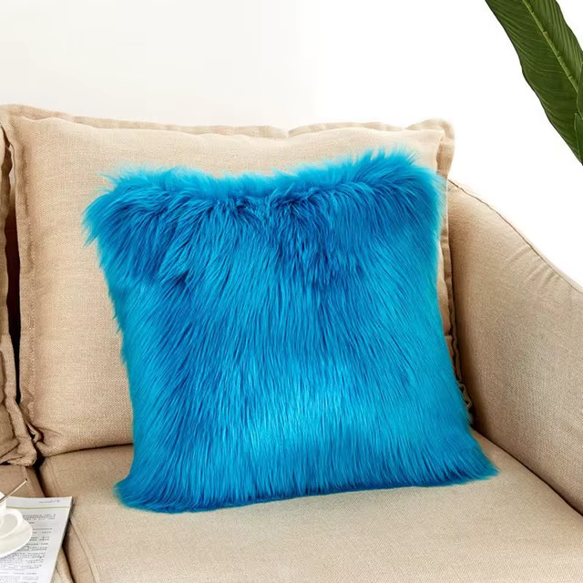 Housse de coussin nordique en fausse fourrure, taie d'oreiller en laine artificielle, douce, pour la
