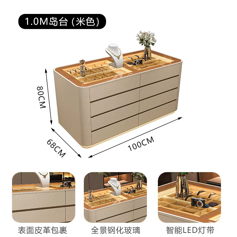 Grand meuble de rangement pour bijoux, meuble de salon, meuble décoratif, verre trempé, lampe tactil