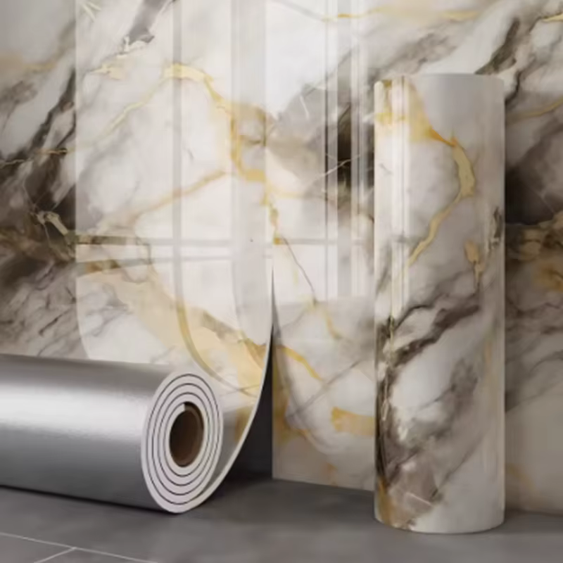 Papier peint auto-adhésif Imitation marbre mousse épaisse, 1 rouleau, décoration de chambre à couche
