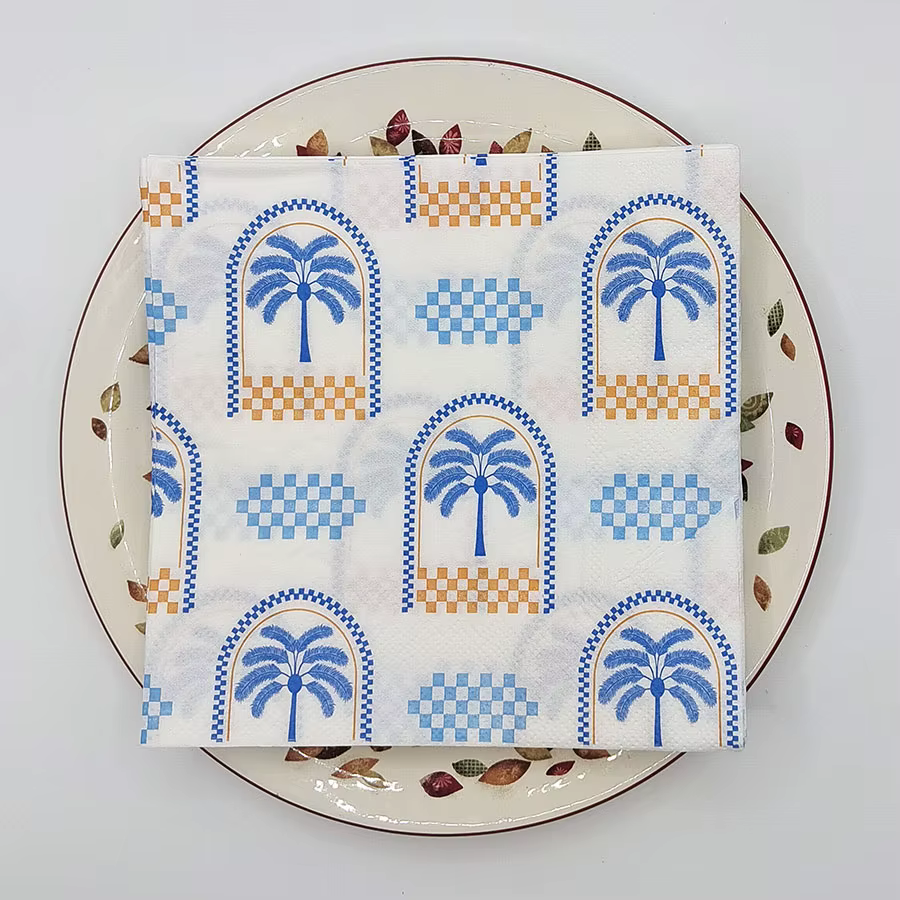 Serviettes colorées sur le thème du Ramadan, 33cm, pâte de bois native, napperons en papier décorati