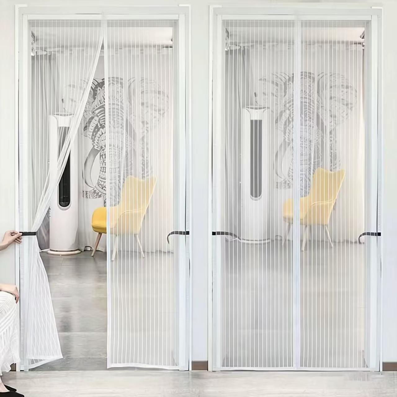 Rideau de porte magnétique monobloc, se ferme automatiquement par aspiration magnétique, type auto-a