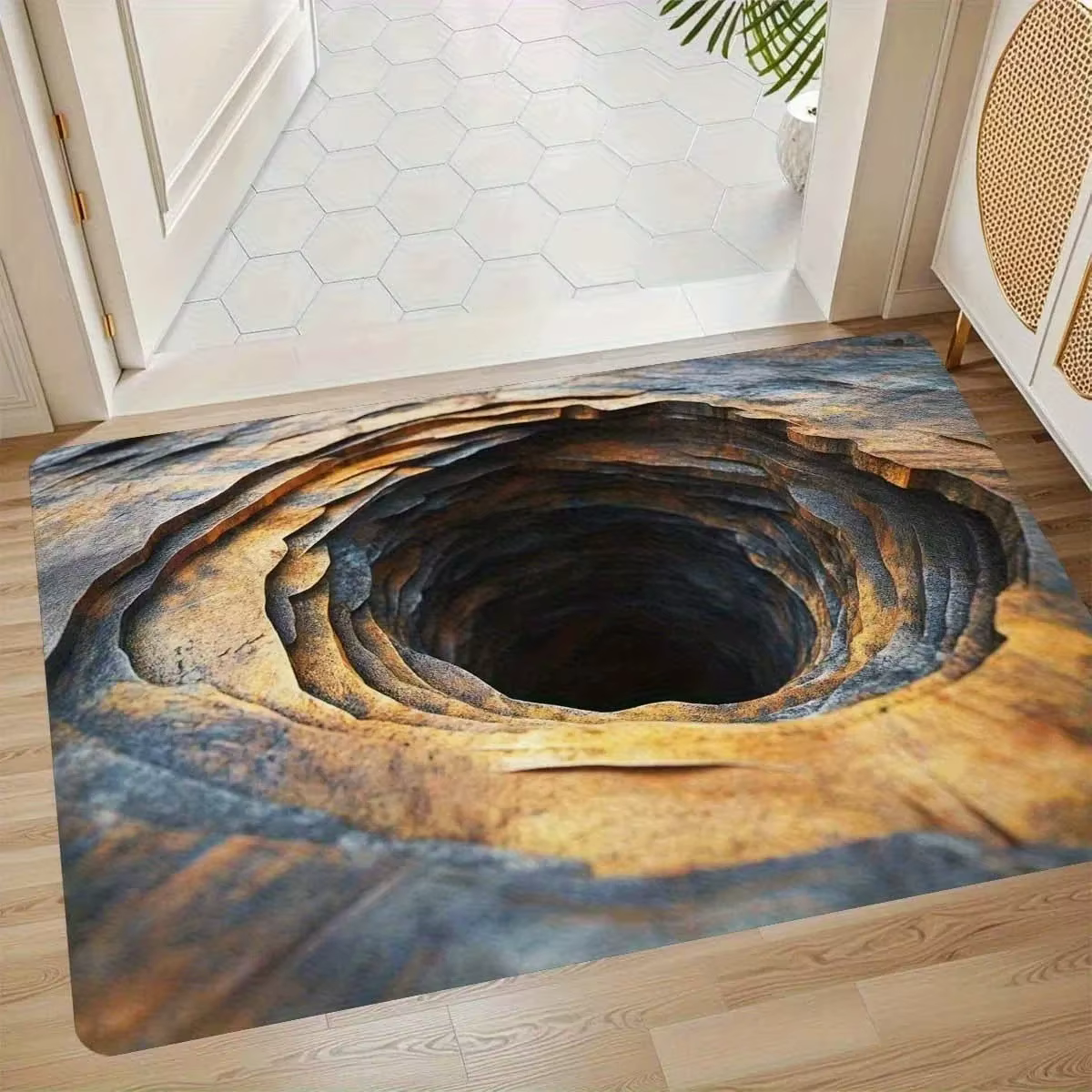 3D pierre fosse pierre grotte Vortex tapis cascade pierre fosse entrée paillasson tapis pour porte d
