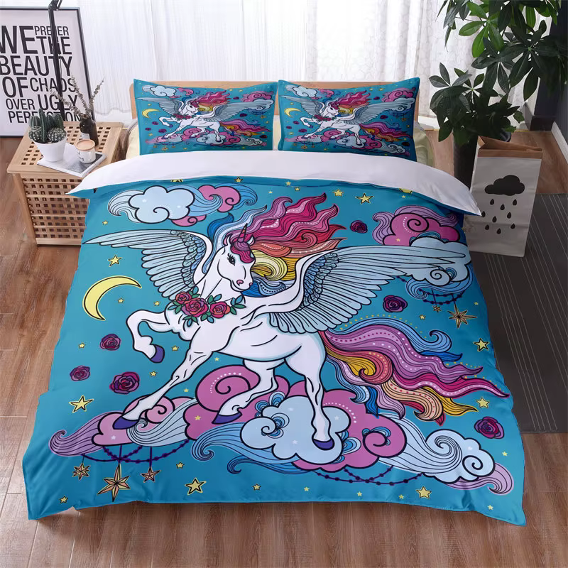 Ensemble de literie imprimé Shoous Nairobi Orn coloré, motif animal de dessin animé 3D, couverture d