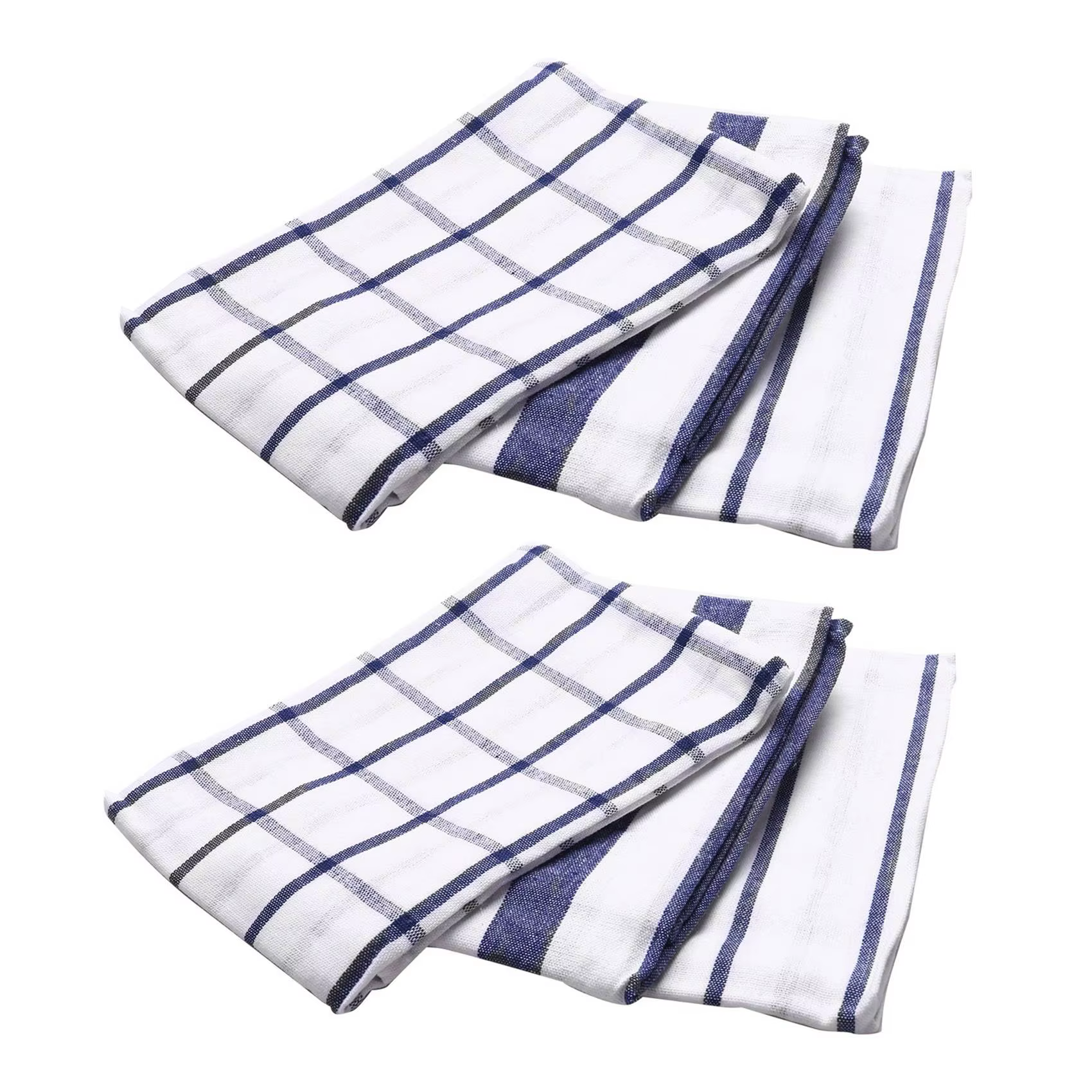 AFOURT - Lot de 6 torchons de cuisine, serviettes de table et nappes à carreaux bleus et blancs de h