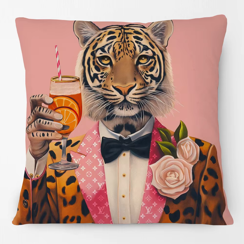 Housse de coussin moderne et Chic, animaux, guépard, léopard, Lion, girafe, zèbre, bordure Collie, c