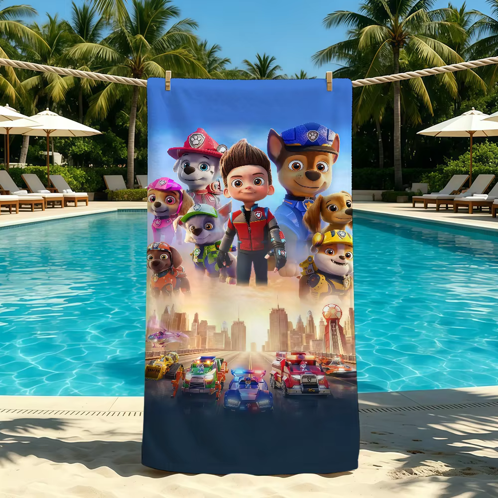 Serviette de plage P-PAW P-Patrol-ES pour le camping en plein air, serviette d'été super absorbante 