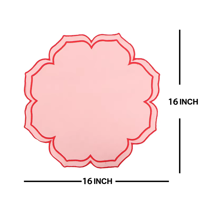 Napperon en tissu de coton brodé en forme de Lotus de couleur bonbon, napperon carré doux rétro, déc