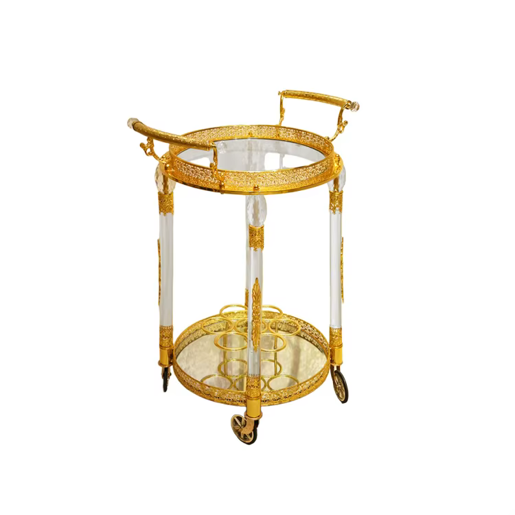 Chariot de bar rond doré de luxe 720x910mm, style design moderne, salle à manger, salon, cuisine d'h