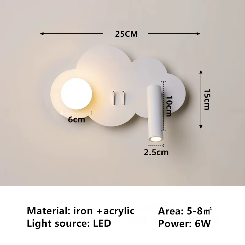 Lampe murale nuage avec interrupteur pour chambre à coucher, lampe de décoration d'ambiance pour sal