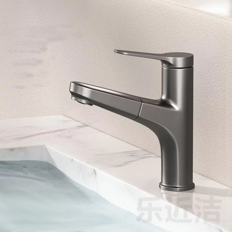 Robinet de lavabo de salle de bains noir, robinet d'évier de cuisine extractible, eau chaude et froi