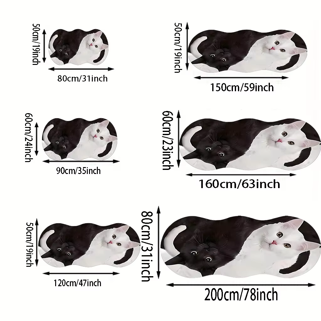 VIKAMA Tapis en velours avec motif de chat mignon et adorable, paillasson d'entrée, tapis pour salon