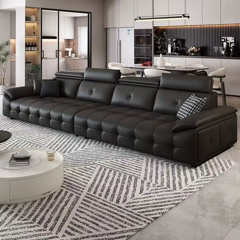 Europe cuir salon canapé Relax confortable grand salon canapé appartement coussin Articulos Para El 