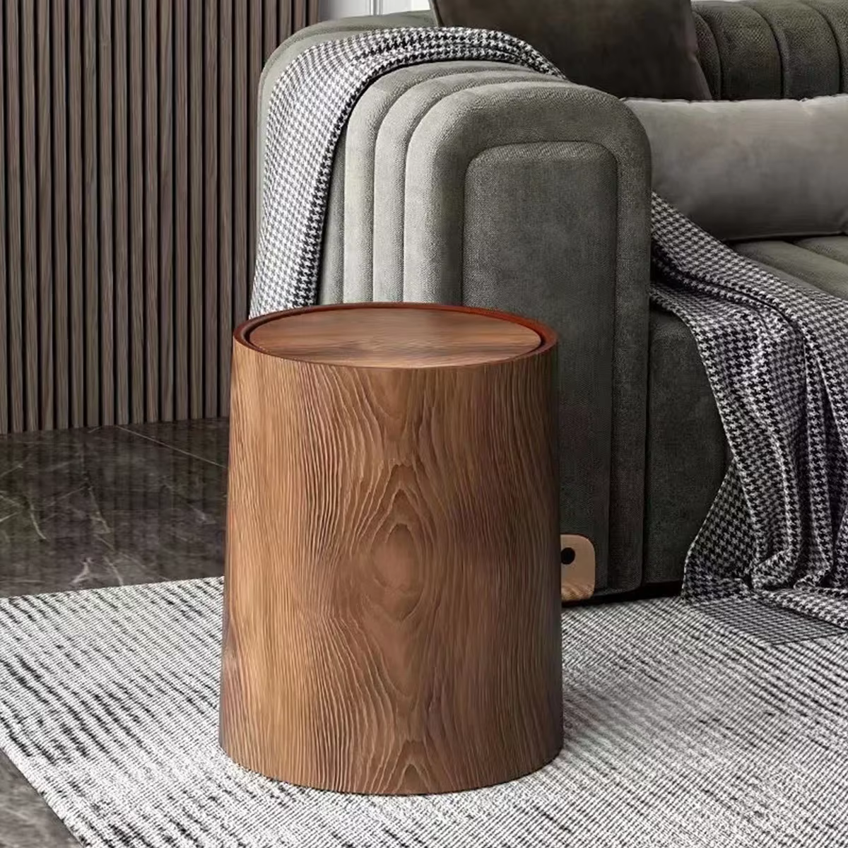 Poubelle en bois rétro, corbeille à déchets étanche, décoration de salle de bains, poubelle domestiq