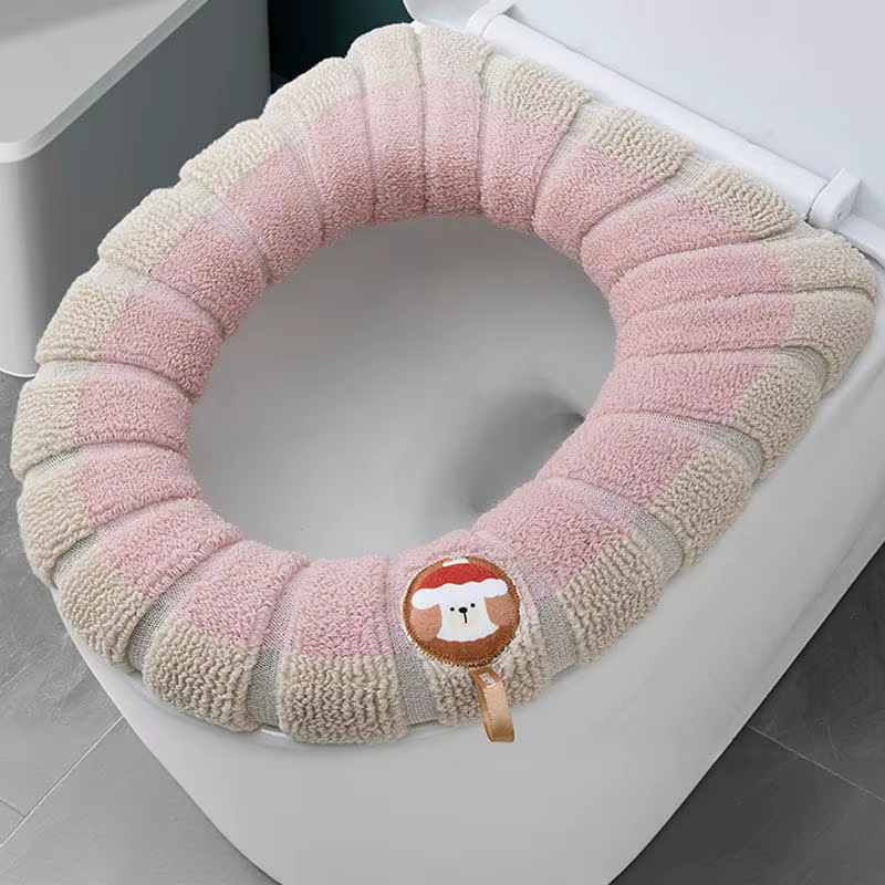 Tapis de toilette tricoté portable, design color block, épais, lavable, pour usage quotidien à la ma