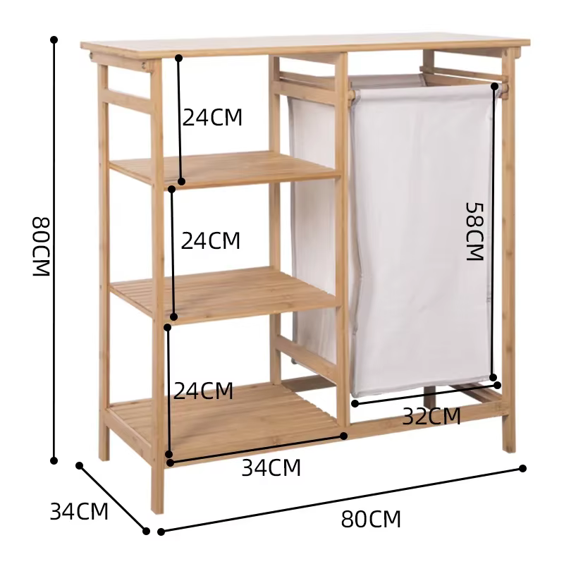 Panier à linge multifonctionnel en tissu de bambou, étagère de rangement bien rangée pour chambre à 