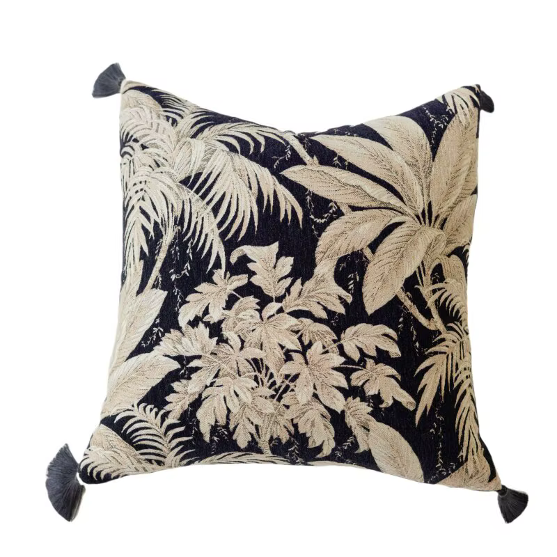 Housse de coussin italienne de qualité supérieure, rétro, noire et marron, 45x45cm, housse de coussi