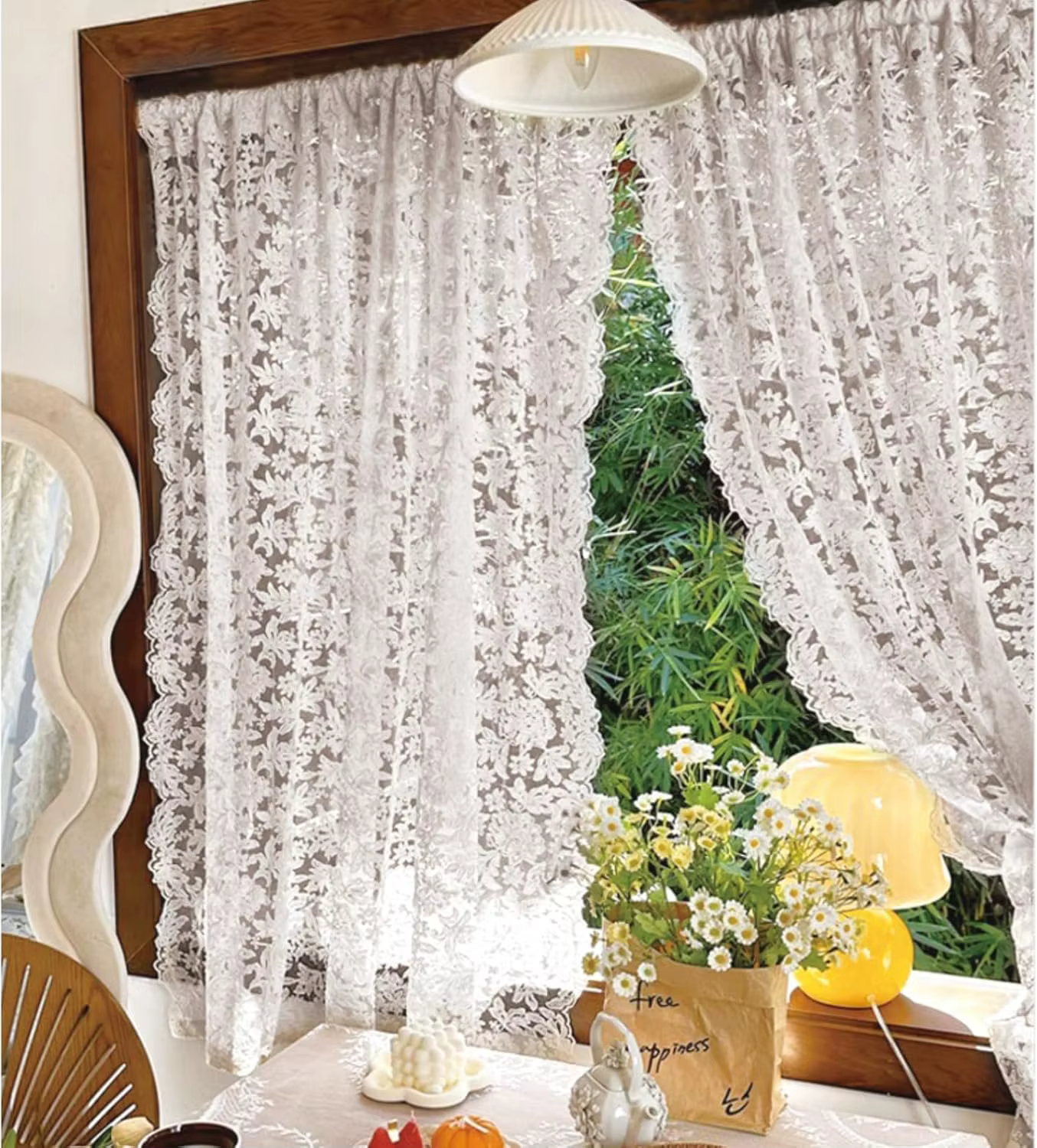 Rideaux en dentelle française vintage, adaptés aux salons, aux chambres et à divers autres espaces, 