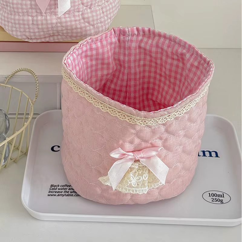 Panier de rangement en tissu rond pliable, mignon, boîte de rangement de bureau, petit panier de ran