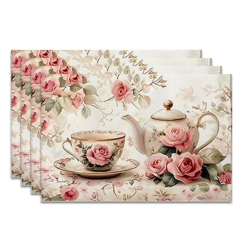 Lot de 4 sets de table vintage style français, les meilleurs sets de table, lavables, adaptés aux fê