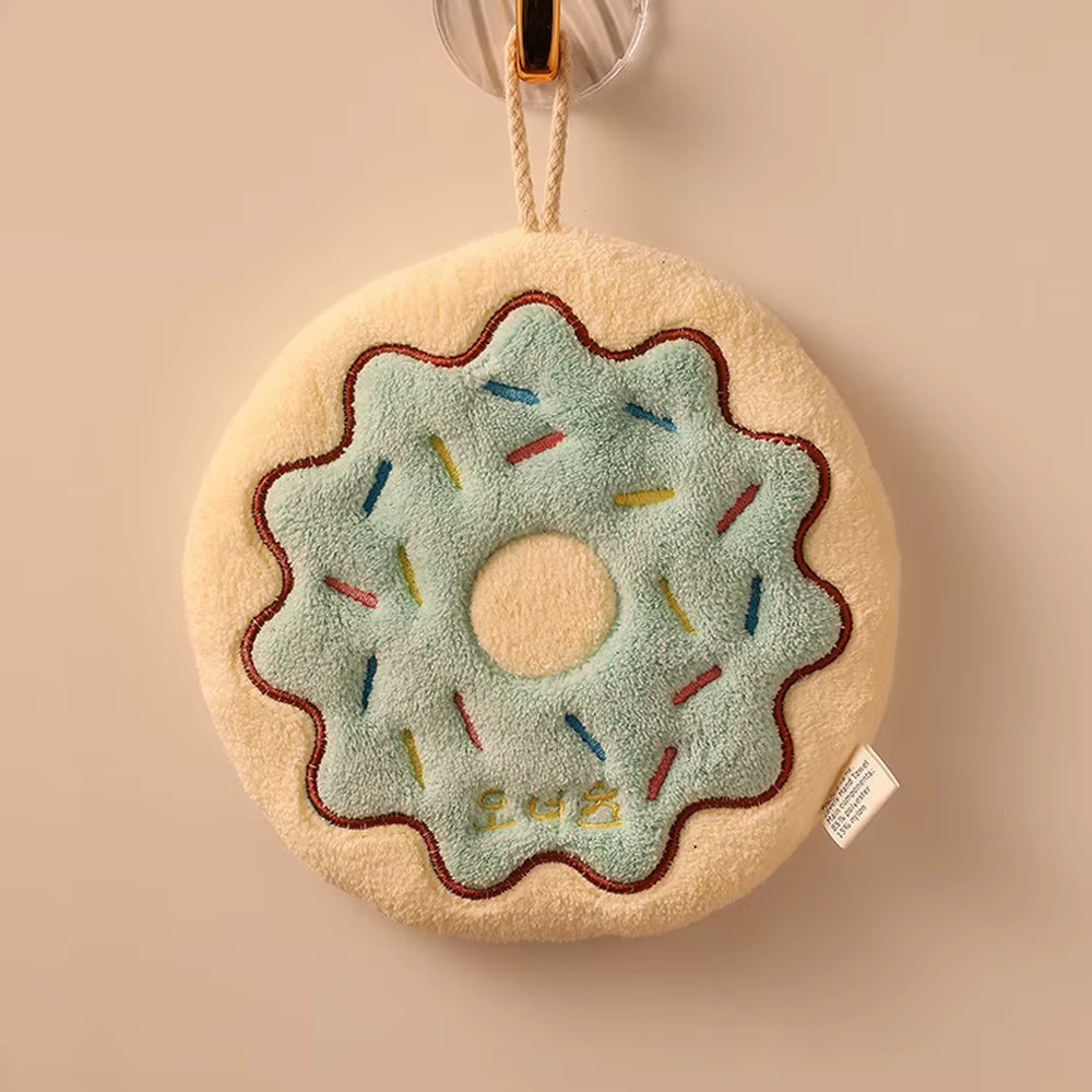 Serviette de bain à motif de dessin animé mignon avec boucle de suspension, serviette de cuisine en 